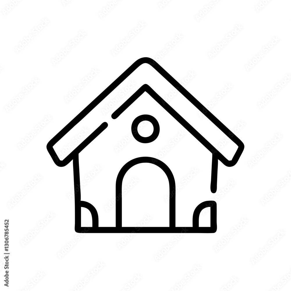 Icon of dog house, minimalist design, transparent background, pet accessories Icon of dog house, minimalist design, transparent background, pet accessories