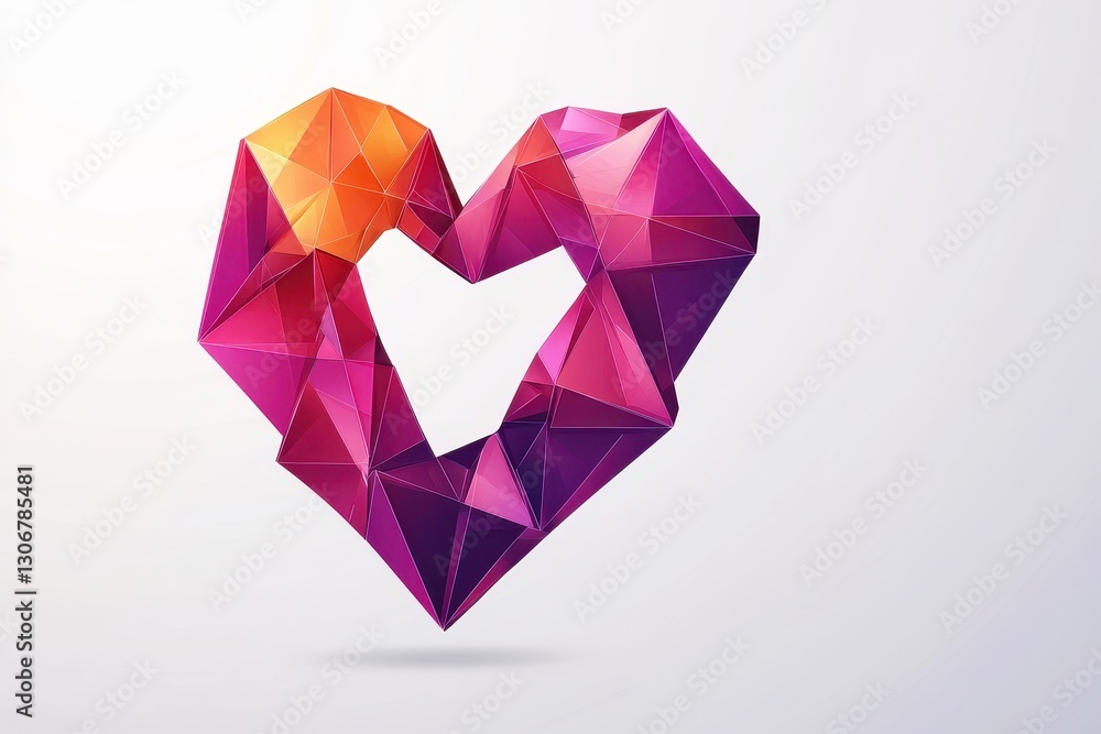 Colorful Geometric Heart Shape in Vibrant Shades of Pink and Orange Colorful Geometric Heart Shape in Vibrant Shades of Pink and Orange