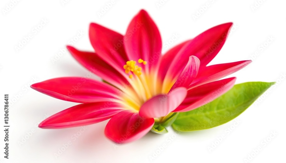 Fototapeta premium A single, vibrant flower, petals delicately unfurled, isolated against a pure white backdrop, botanical, petal
