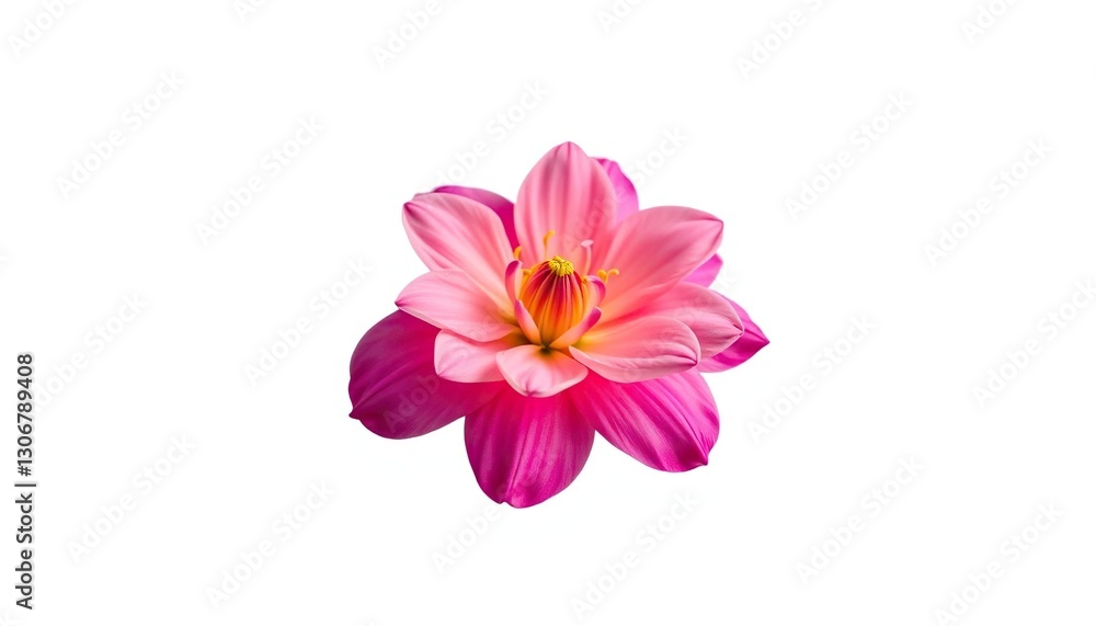 A vibrant single bloom, petals unfurled, isolated on pure white, pure white, nature A vibrant single bloom, petals unfurled, isolated on pure white, pure white, nature