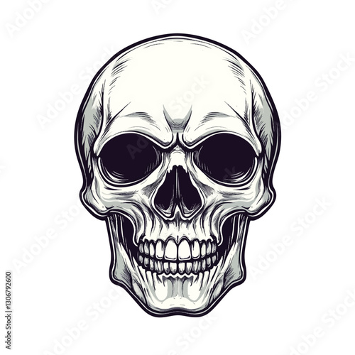 Artwork Hand drawn human skull head vector illustration