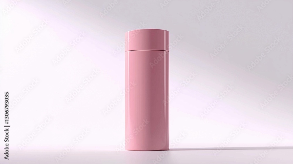 Pink cylindrical container on white background. Pink cylindrical container on white background.