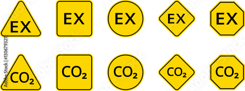 Caution Warning Dangerous alarm set, danger sign collection, attention vector icon, yellow, red and black fatal error message element, exclamation mark of warning attention icon symbol