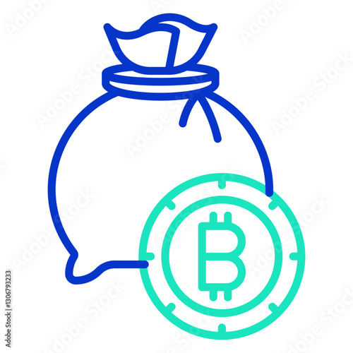 bitcoin bag outline dual color icon