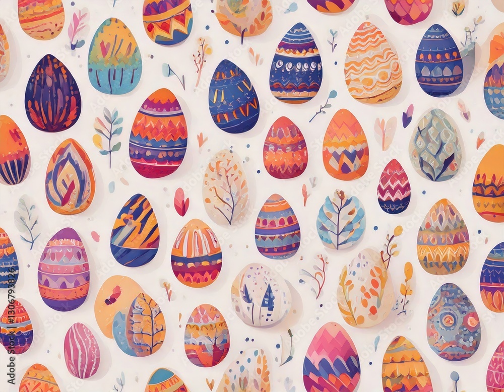 seamless pattern of vibrant colored Easter Eggs seamless pattern of vibrant colored Easter Eggs