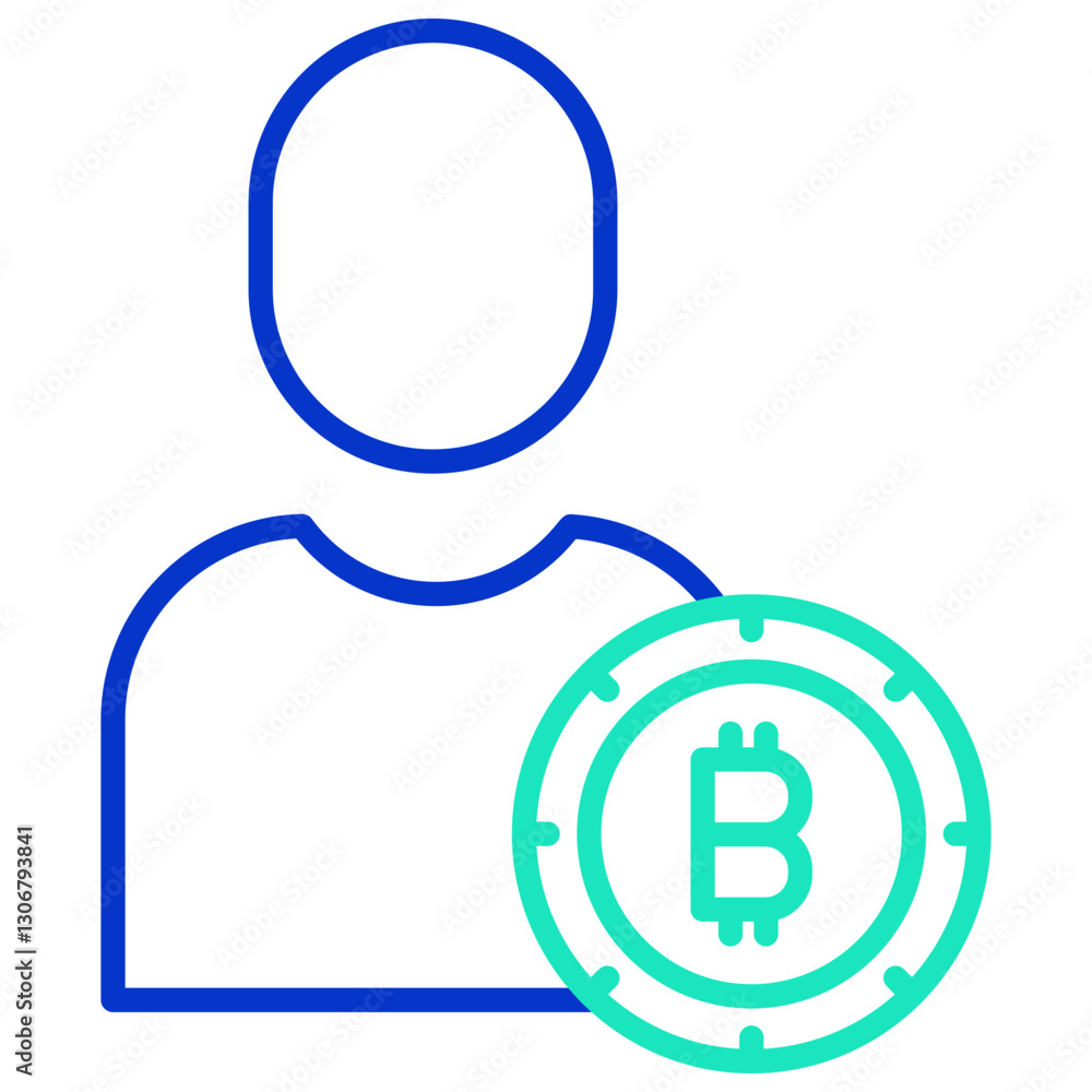 bitcoin profile outline dual color icon bitcoin profile outline dual color icon