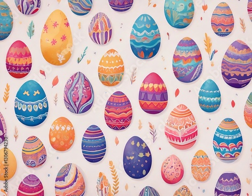 seamless pattern of vibrant colored Easter Eggs