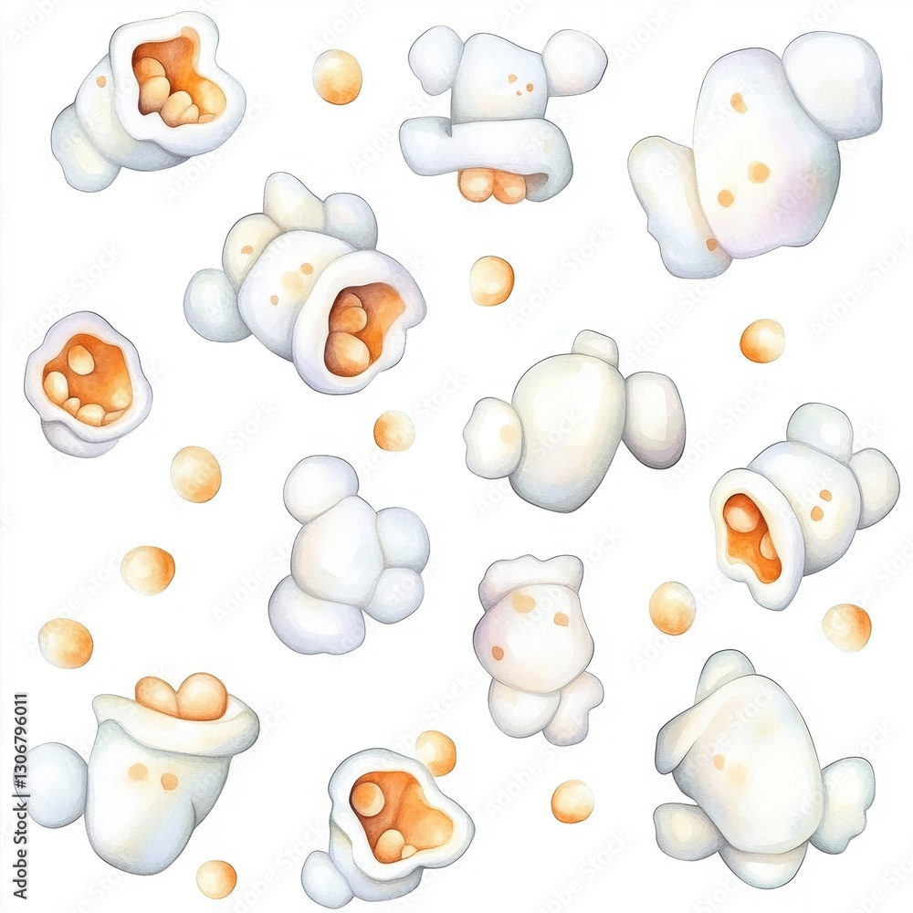 Surreal Scene of a Single Popcorn Kernel Floating Gracefully in Midair Against a Dreamy Background Surreal Scene of a Single Popcorn Kernel Floating Gracefully in Midair Against a Dreamy Background