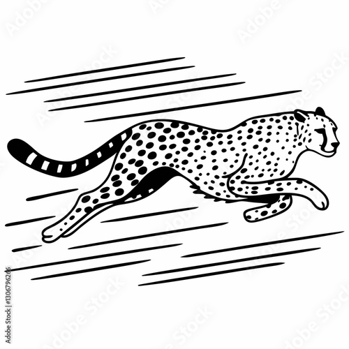 A running cheetah in a dynamic motion effect.
