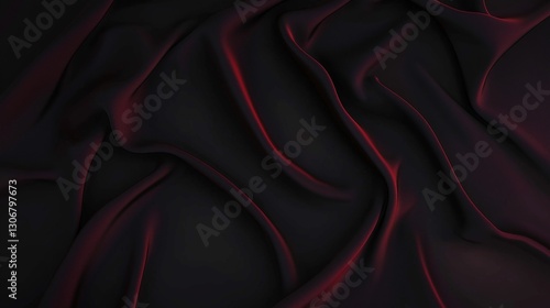 Luxurious black and burgundy silk fabric with elegant folds