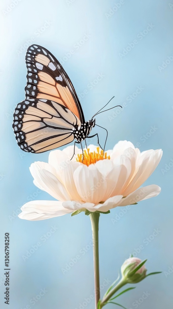 Fototapeta premium Monarch on White Cosmos