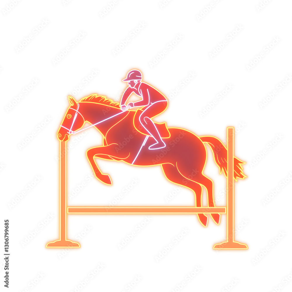 Horseback rider holographic 3D icon. neon symbol vector illustration isolated on white background. Generative AI Horseback rider holographic 3D icon. neon symbol vector illustration isolated on white background. Generative AI