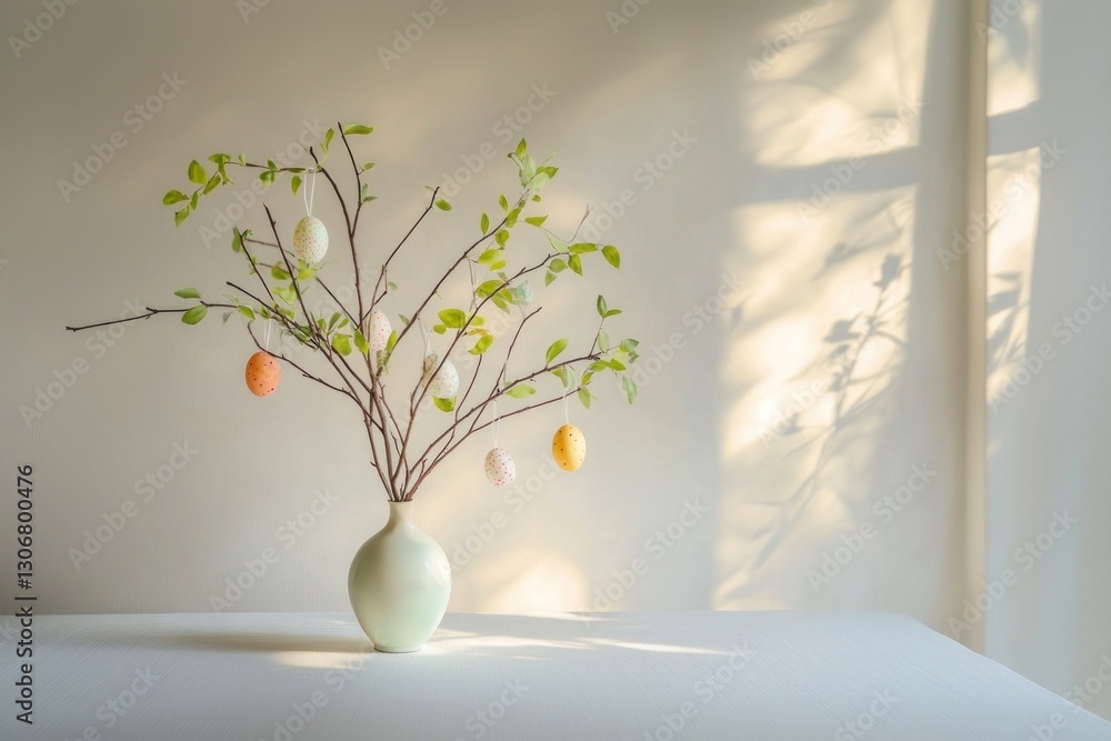 Obraz premium Easter tree with branches vase minimalist easter.