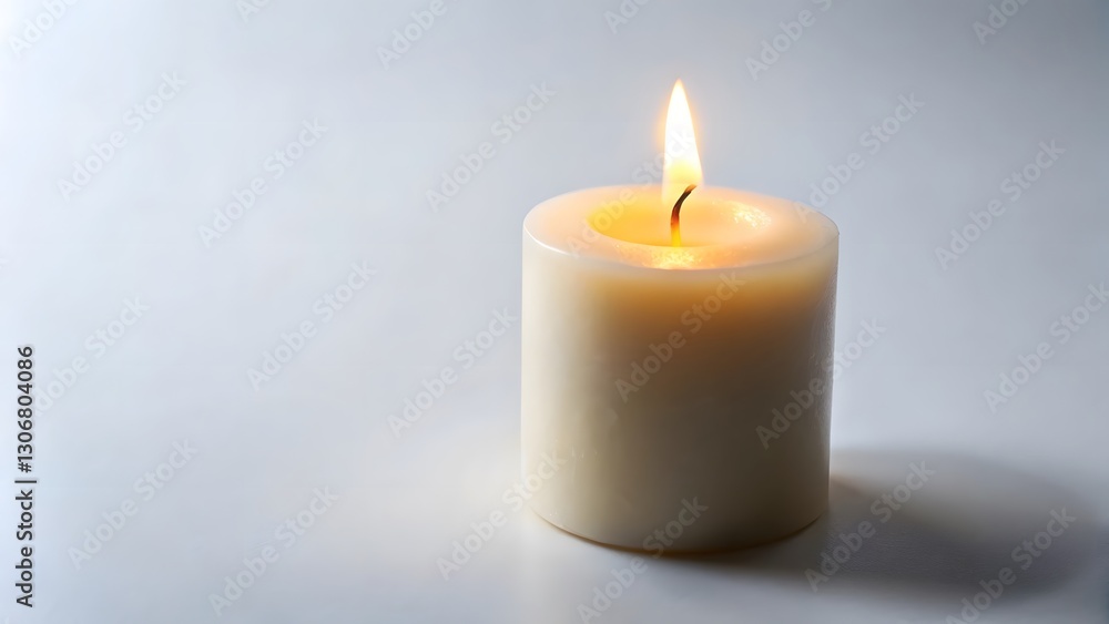 Lit Candle on White Background Lit Candle on White Background