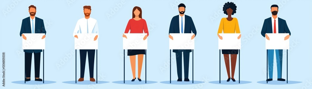 Diverse Group Holding Blank Signs for Free and Democratic Elections and Voter Participation Awareness Diverse Group Holding Blank Signs for Free and Democratic Elections and Voter Participation Awareness