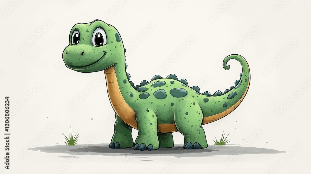 Obraz premium green dinosaur toy isolated,cartoon illustration style