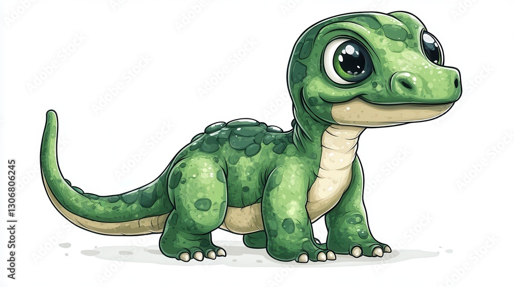 Obraz premium green dinosaur toy isolated,cartoon illustration style