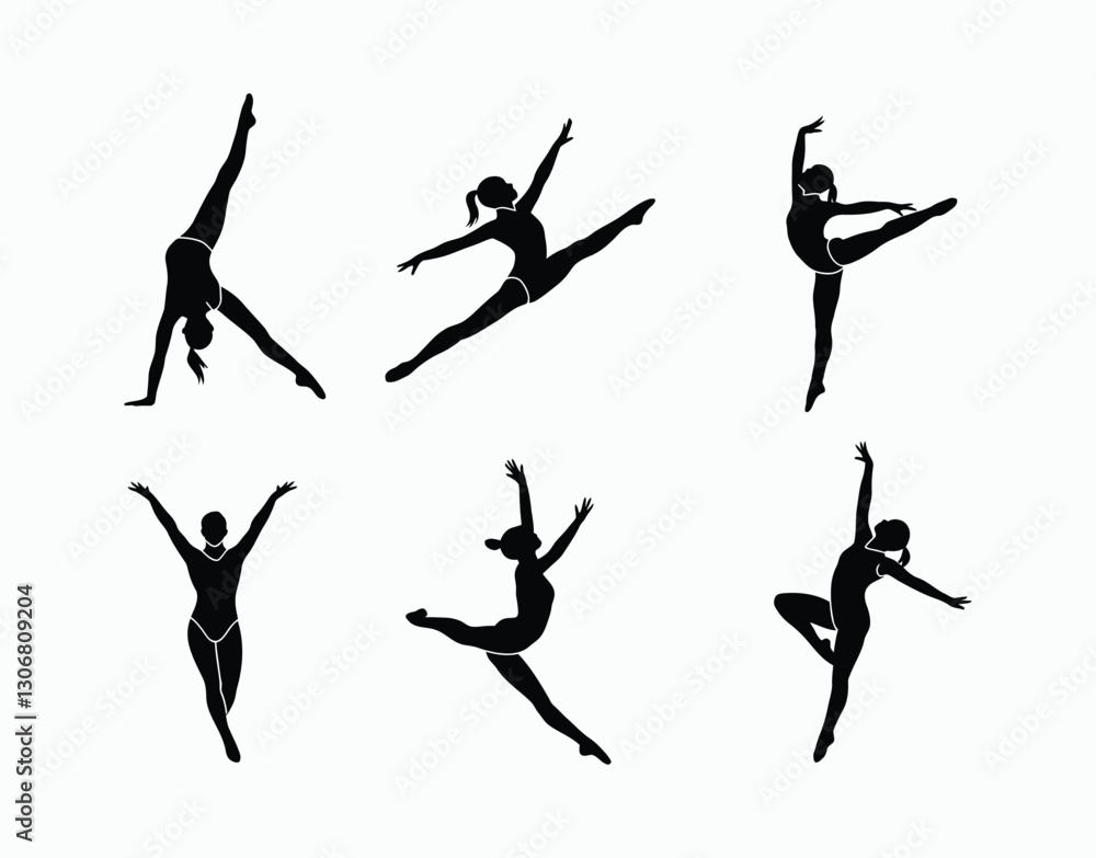 Fototapeta premium Female Gymnast Silhouette EPS Vector Template