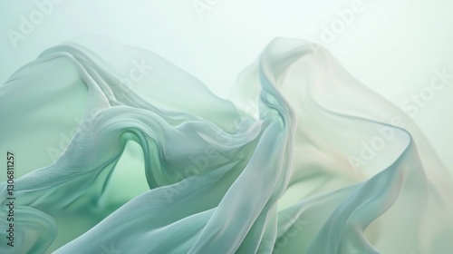 Delicate flowing fabric captured against a soft pastel background