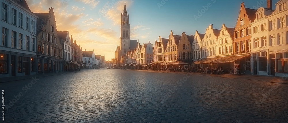 Naklejka premium European City Square at Sunrise