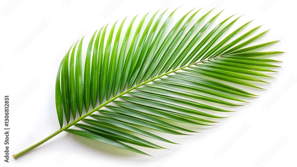Fototapeta premium Single Palm Leaf on White Background