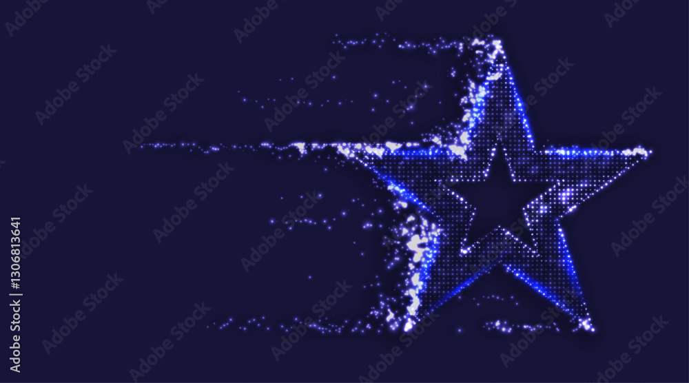 Abstract light star formed from particles. Star symbol filled with glowing dots. Celebration, award, winner competition. Abstract light star formed from particles. Star symbol filled with glowing dots. Celebration, award, winner competition.