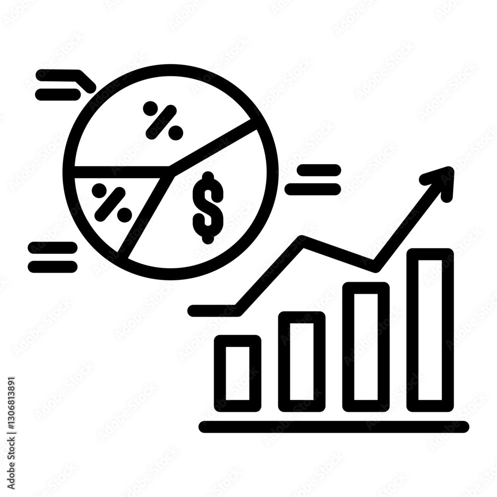Equity Growth Icon in Outline Style. Simple Vector Design. Simple Vector Outline Icon