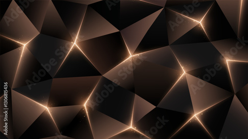 Broken chocolate abstract background. Brown warm wallpaper. Coffee color. Geometric low poly metal background. Monochrome chocolate triangles backdrop. Polygonal design. Vector illustration