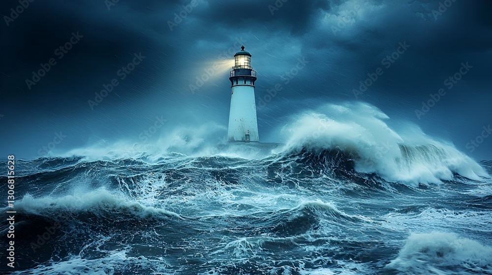 Lighthouse in Stormy Sea Lighthouse in Stormy Sea
