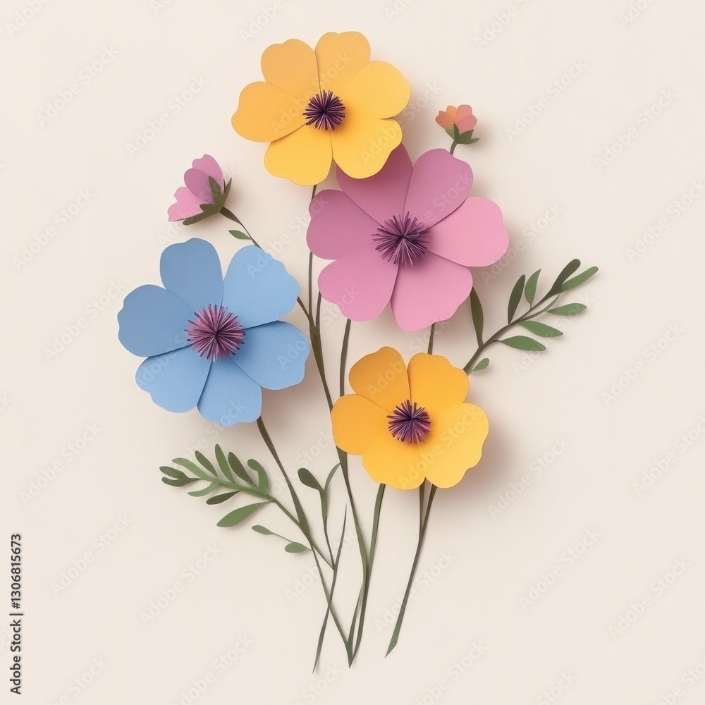 Cosmos flower paper art handcrafted. Cosmos flower paper art handcrafted.