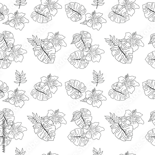 Wallpaper Mural tropical leaves and monstera seamless pattern. Torontodigital.ca