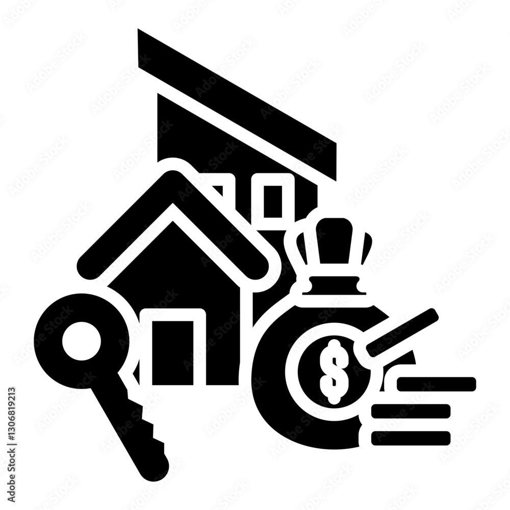 Rental Income Icon in Glyph Style. Simple Vector Design. Simple Vector Glyph Icon Rental Income Icon in Glyph Style. Simple Vector Design. Simple Vector Glyph Icon