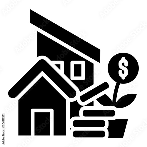 Property Investment Icon in Glyph Style. Simple Vector Design. Simple Vector Glyph Icon