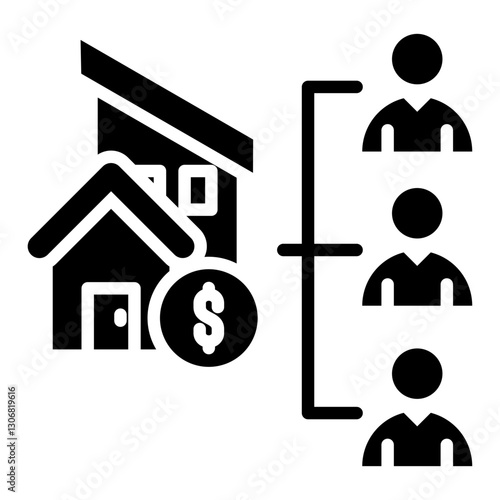 Real Estate Crowdfunding Icon in Glyph Style. Simple Vector Design. Simple Vector Glyph Icon