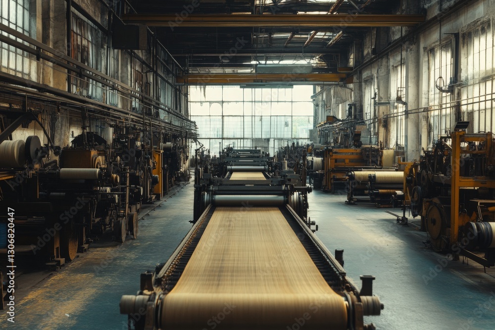 Textile Factory Industrial Building with Looms Textile Factory Industrial Building with Looms