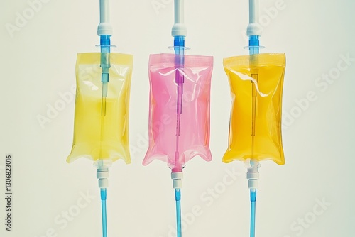 Colorful IV Bags in Hospital Setting