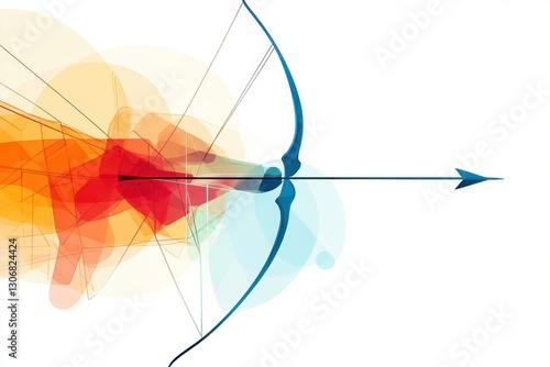 Abstract Vector Illustration of Archer Preparing for a Target Shot