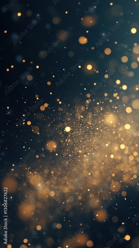 Shimmering golden background particles night. Shimmering golden background particles night.