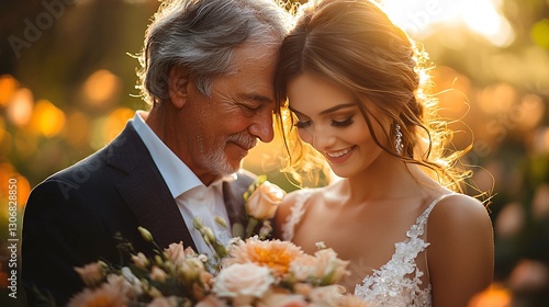 Father giving away daughter at wedding ceremony emotional moment between bride and father