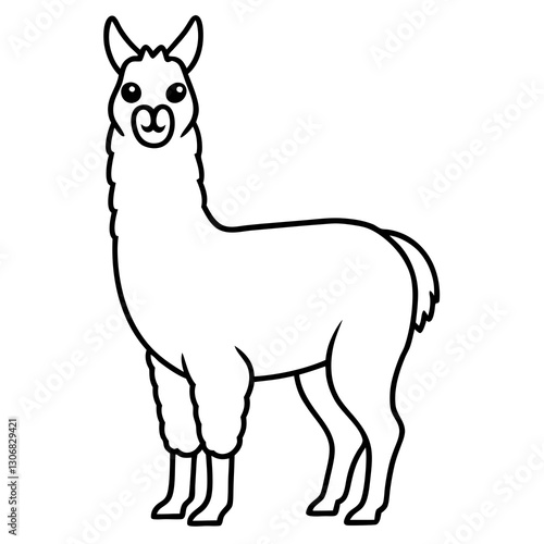 Elegant Llama One-Line Drawing in Vector