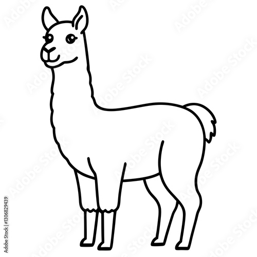 Elegant Llama One-Line Drawing in Vector