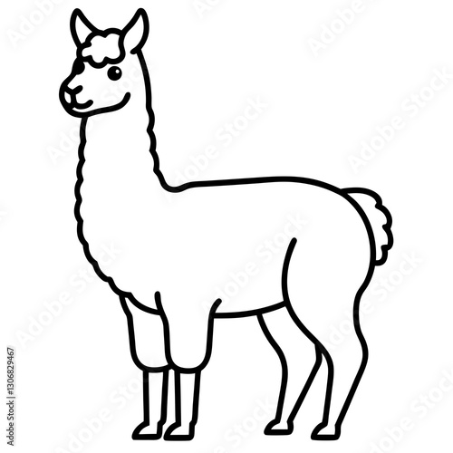 Elegant Llama One-Line Drawing in Vector