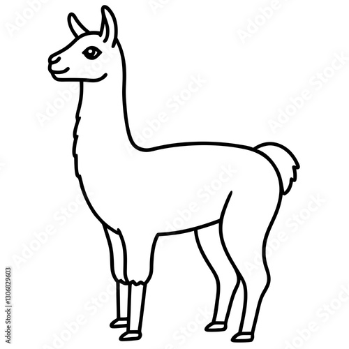 Elegant Llama One-Line Drawing in Vector