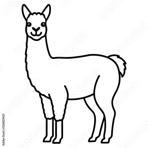 Elegant Llama One-Line Drawing in Vector