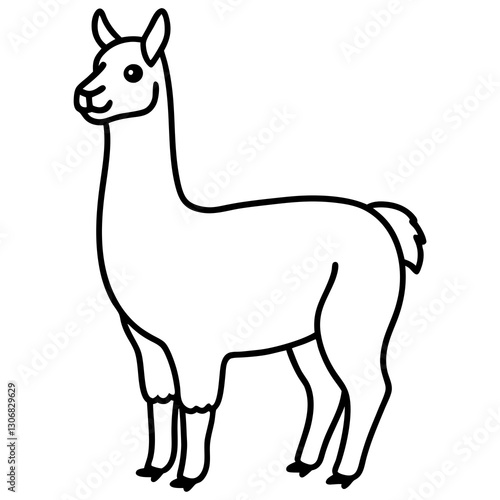 Elegant Llama One-Line Drawing in Vector