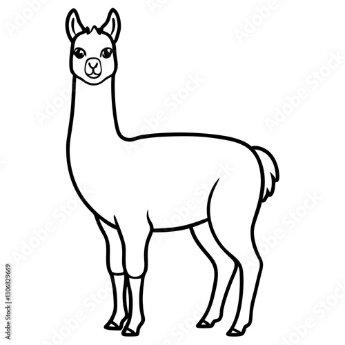 Elegant Llama One-Line Drawing in Vector
