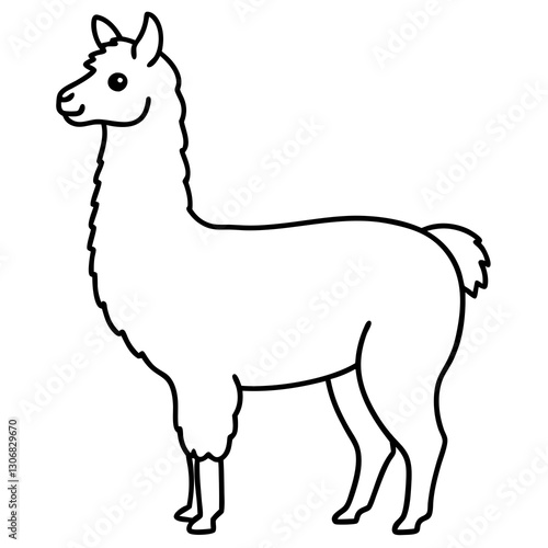 Elegant Llama One-Line Drawing in Vector