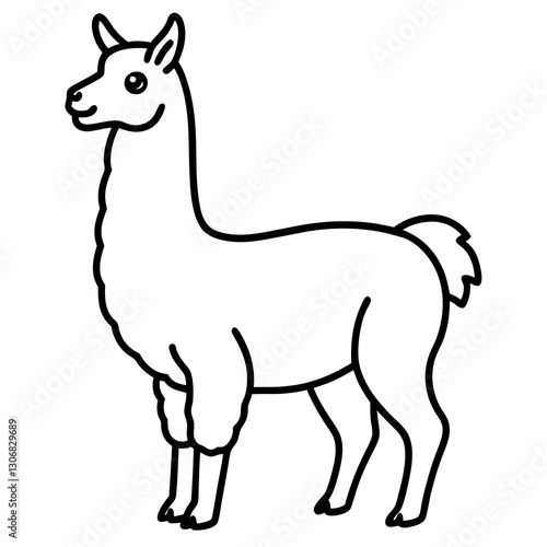 Elegant Llama One-Line Drawing in Vector