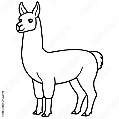 Elegant Llama One-Line Drawing in Vector