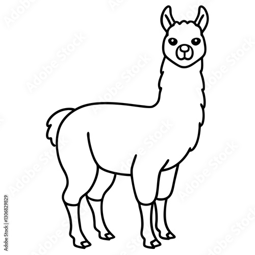 Elegant Llama One-Line Drawing in Vector